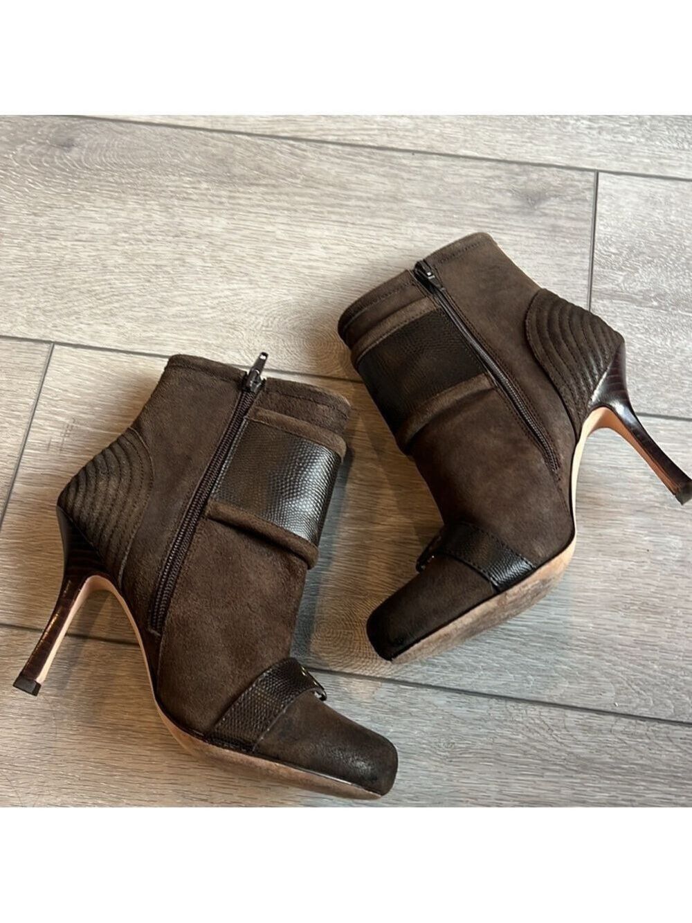 Plenty by Tracy Reese chocolate Brown Suede Ankle Boots with Buckle Detail 7.5 - Picture 4 of 12